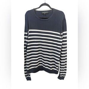 Rag & Bone Men's Striped Crewneck Sweater - Dark Blue and White